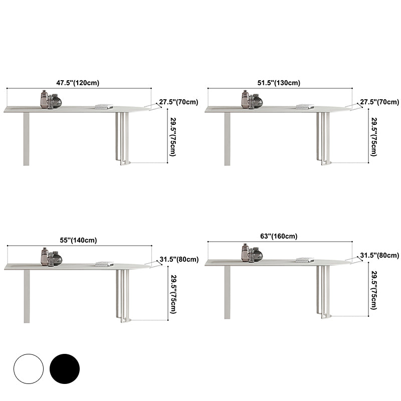 Irregular Sintered Stone Dining Table Modern Island Table with White/Black Double Pedestal Clearhalo ' dining_table' 'Dining Tables & Seating' 'Dining Tables' 'furn' 'furn_dining_table' 'Furniture' 'furniture_dining_table' 'Kitchen & Dining Furniture' 'kitchen&dining_furn' 'kitchen' 'kitchen_dining_table' 3582589