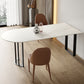 Irregular Sintered Stone Dining Table Modern Island Table with White/Black Double Pedestal Clearhalo ' dining_table' 'Dining Tables & Seating' 'Dining Tables' 'furn' 'furn_dining_table' 'Furniture' 'furniture_dining_table' 'Kitchen & Dining Furniture' 'kitchen&dining_furn' 'kitchen' 'kitchen_dining_table' 3582591