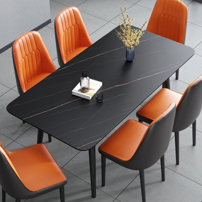 Modern Home Sintered Stone Dining Table Rectangular Table with Carbon Steel Legs Clearhalo ' dining_table' 'Dining Tables & Seating' 'Dining Tables' 'furn' 'furn_dining_table' 'Furniture' 'furniture_dining_table' 'Kitchen & Dining Furniture' 'kitchen&dining_furn' 'kitchen' 'kitchen_dining_table' 3582618