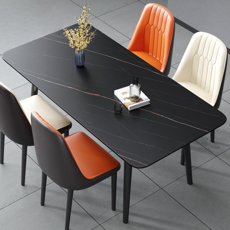 Modern Home Sintered Stone Dining Table Rectangular Table with Carbon Steel Legs Clearhalo ' dining_table' 'Dining Tables & Seating' 'Dining Tables' 'furn' 'furn_dining_table' 'Furniture' 'furniture_dining_table' 'Kitchen & Dining Furniture' 'kitchen&dining_furn' 'kitchen' 'kitchen_dining_table' 3582619