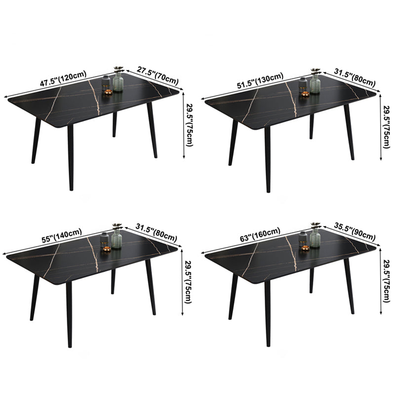 Modern Home Sintered Stone Dining Table Rectangular Table with Carbon Steel Legs Clearhalo ' dining_table' 'Dining Tables & Seating' 'Dining Tables' 'furn' 'furn_dining_table' 'Furniture' 'furniture_dining_table' 'Kitchen & Dining Furniture' 'kitchen&dining_furn' 'kitchen' 'kitchen_dining_table' 3582627