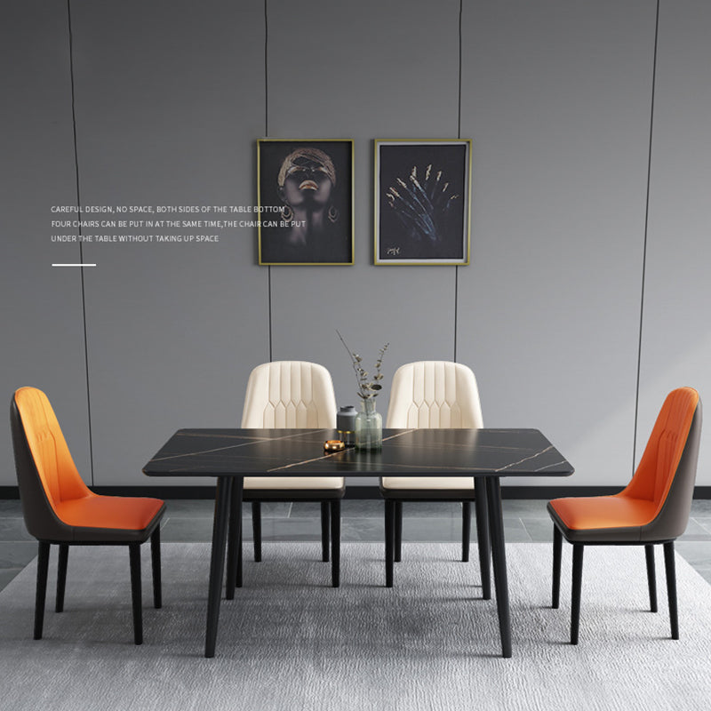 Modern Home Sintered Stone Dining Table Rectangular Table with Carbon Steel Legs Clearhalo ' dining_table' 'Dining Tables & Seating' 'Dining Tables' 'furn' 'furn_dining_table' 'Furniture' 'furniture_dining_table' 'Kitchen & Dining Furniture' 'kitchen&dining_furn' 'kitchen' 'kitchen_dining_table' 3582629