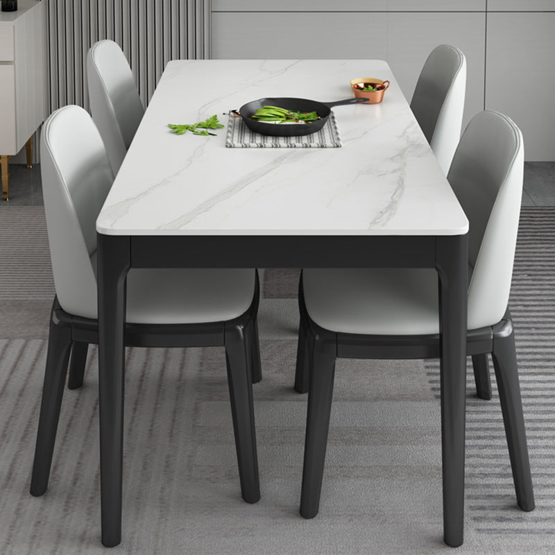 Modern Sintered Stone Dining Table Rectangular Table with Wood Four-leg Clearhalo ' dining_table' 'Dining Tables & Seating' 'Dining Tables' 'furn' 'furn_dining_table' 'Furniture' 'furniture_dining_table' 'Kitchen & Dining Furniture' 'kitchen&dining_furn' 'kitchen' 'kitchen_dining_table' 3582638