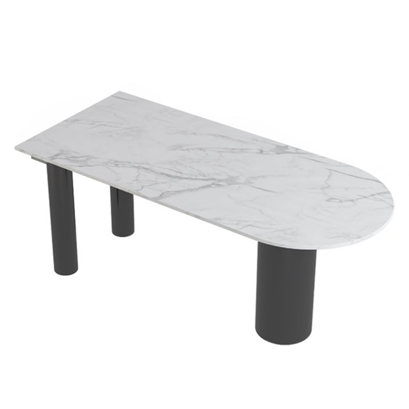 Metal Modern Free Form Table Sintered Stone Table for Dining Room and Kitchen White Without Chairs Clearhalo ' dining_table' 'Dining Tables & Seating' 'Dining Tables' 'furn' 'furn_dining_table' 'Furniture' 'furniture_dining_table' 'Kitchen & Dining Furniture' 'kitchen&dining_furn' 'kitchen' 'kitchen_dining_table' 3582647
