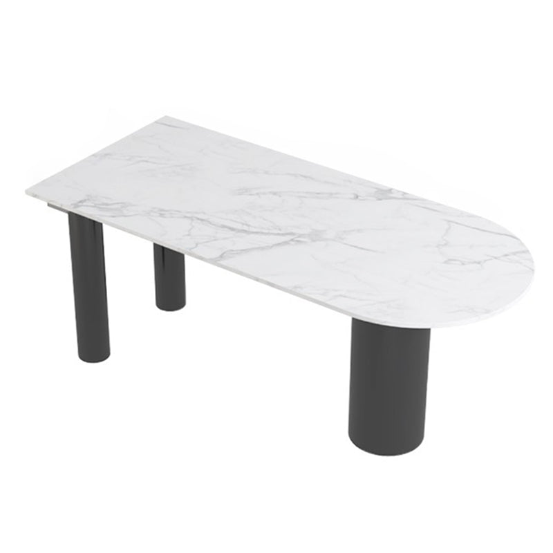 Metal Modern Free Form Table Sintered Stone Table for Dining Room and Kitchen Gloss White Without Chairs Clearhalo ' dining_table' 'Dining Tables & Seating' 'Dining Tables' 'furn' 'furn_dining_table' 'Furniture' 'furniture_dining_table' 'Kitchen & Dining Furniture' 'kitchen&dining_furn' 'kitchen' 'kitchen_dining_table' 3582651