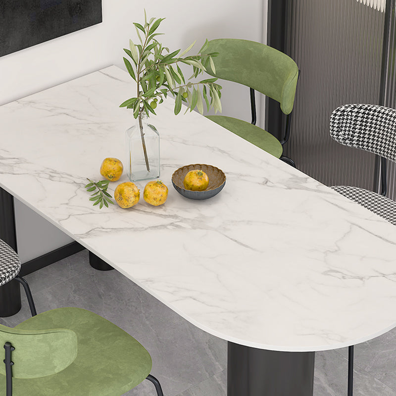 Metal Modern Free Form Table Sintered Stone Table for Dining Room and Kitchen Clearhalo ' dining_table' 'Dining Tables & Seating' 'Dining Tables' 'furn' 'furn_dining_table' 'Furniture' 'furniture_dining_table' 'Kitchen & Dining Furniture' 'kitchen&dining_furn' 'kitchen' 'kitchen_dining_table' 3582652