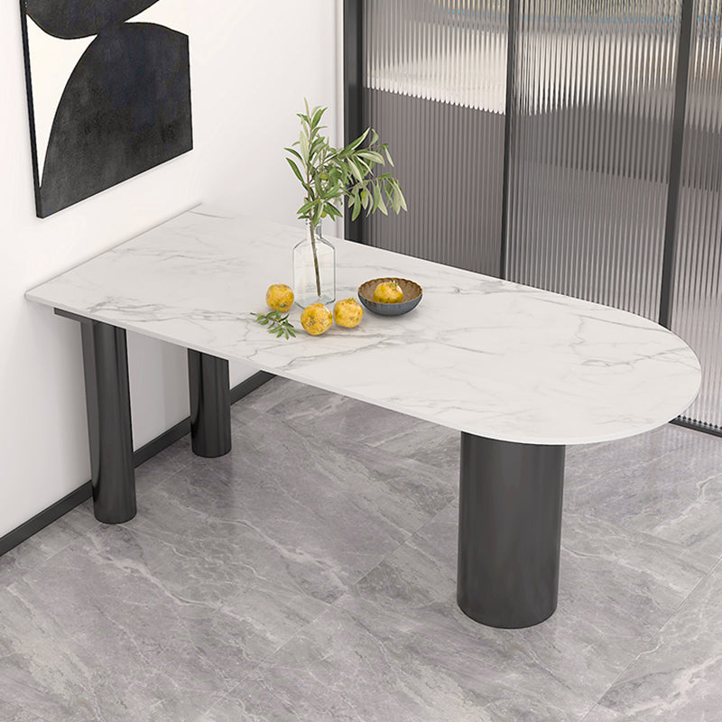 Metal Modern Free Form Table Sintered Stone Table for Dining Room and Kitchen Clearhalo ' dining_table' 'Dining Tables & Seating' 'Dining Tables' 'furn' 'furn_dining_table' 'Furniture' 'furniture_dining_table' 'Kitchen & Dining Furniture' 'kitchen&dining_furn' 'kitchen' 'kitchen_dining_table' 3582654