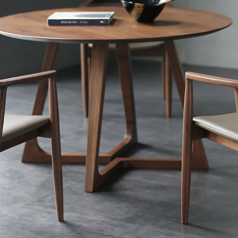 Contemporary Style Round Solid Wood Table Sled Base Dining Table for Home Clearhalo ' dining_table' 'Dining Tables & Seating' 'Dining Tables' 'furn' 'furn_dining_table' 'Furniture' 'furniture_dining_table' 'Kitchen & Dining Furniture' 'kitchen&dining_furn' 'kitchen' 'kitchen_dining_table' 3582657