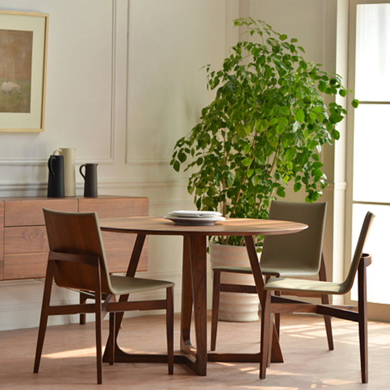 Contemporary Style Round Solid Wood Table Sled Base Dining Table for Home Clearhalo ' dining_table' 'Dining Tables & Seating' 'Dining Tables' 'furn' 'furn_dining_table' 'Furniture' 'furniture_dining_table' 'Kitchen & Dining Furniture' 'kitchen&dining_furn' 'kitchen' 'kitchen_dining_table' 3582664
