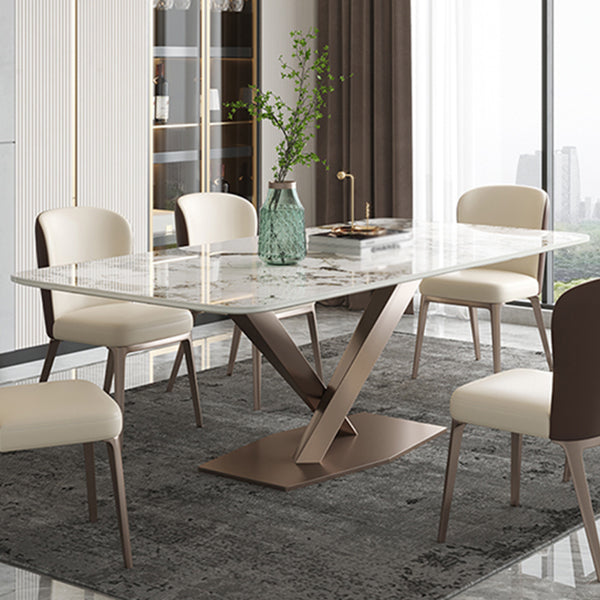 Metal Contemporary Rectangular Dining Table Sintered Stone Table for Dining Room and Kitchen Clearhalo ' dining_table' 'Dining Tables & Seating' 'Dining Tables' 'furn' 'furn_dining_table' 'Furniture' 'furniture_dining_table' 'Kitchen & Dining Furniture' 'kitchen&dining_furn' 'kitchen' 'kitchen_dining_table' 3582666
