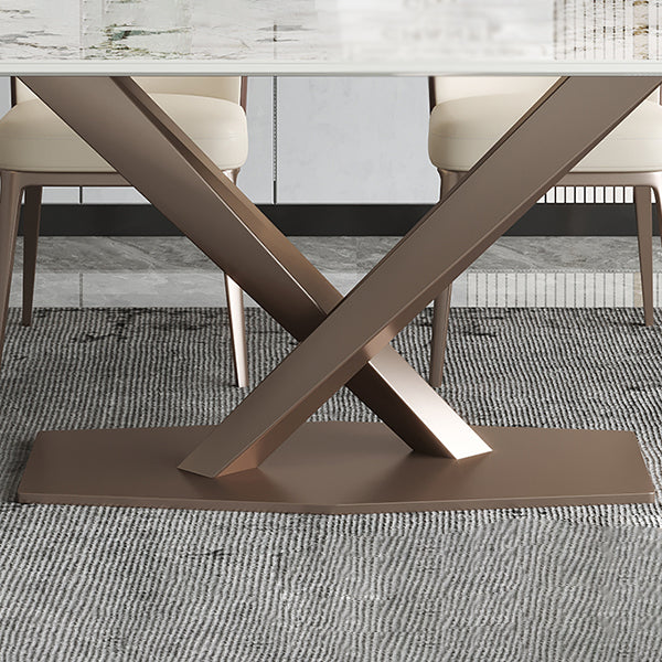 Metal Contemporary Rectangular Dining Table Sintered Stone Table for Dining Room and Kitchen Clearhalo ' dining_table' 'Dining Tables & Seating' 'Dining Tables' 'furn' 'furn_dining_table' 'Furniture' 'furniture_dining_table' 'Kitchen & Dining Furniture' 'kitchen&dining_furn' 'kitchen' 'kitchen_dining_table' 3582669