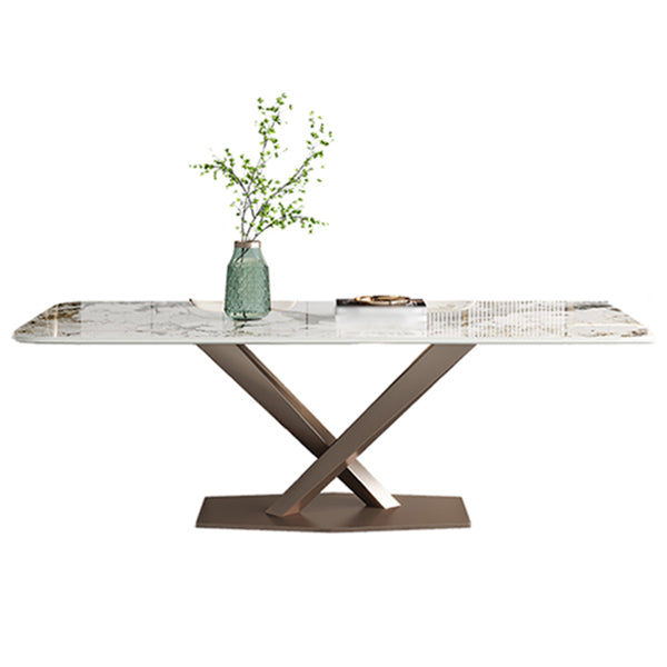 Metal Contemporary Rectangular Dining Table Sintered Stone Table for Dining Room and Kitchen Without Chairs Clearhalo ' dining_table' 'Dining Tables & Seating' 'Dining Tables' 'furn' 'furn_dining_table' 'Furniture' 'furniture_dining_table' 'Kitchen & Dining Furniture' 'kitchen&dining_furn' 'kitchen' 'kitchen_dining_table' 3582670