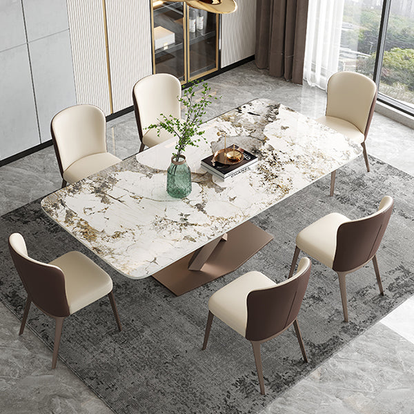 Metal Contemporary Rectangular Dining Table Sintered Stone Table for Dining Room and Kitchen Clearhalo ' dining_table' 'Dining Tables & Seating' 'Dining Tables' 'furn' 'furn_dining_table' 'Furniture' 'furniture_dining_table' 'Kitchen & Dining Furniture' 'kitchen&dining_furn' 'kitchen' 'kitchen_dining_table' 3582676