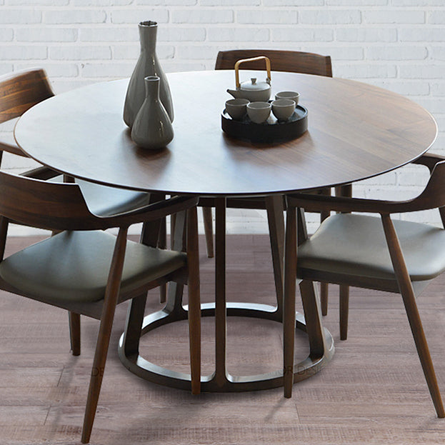 Round Pedestal Dining Site Table Contemporary Dinette Table with Pine Solid Wood Clearhalo ' dining_table' 'Dining Tables & Seating' 'Dining Tables' 'furn' 'furn_dining_table' 'Furniture' 'furniture_dining_table' 'Kitchen & Dining Furniture' 'kitchen&dining_furn' 'kitchen' 'kitchen_dining_table' 3582678