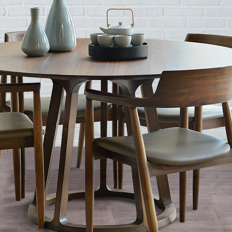 Round Pedestal Dining Site Table Contemporary Dinette Table with Pine Solid Wood Clearhalo ' dining_table' 'Dining Tables & Seating' 'Dining Tables' 'furn' 'furn_dining_table' 'Furniture' 'furniture_dining_table' 'Kitchen & Dining Furniture' 'kitchen&dining_furn' 'kitchen' 'kitchen_dining_table' 3582679