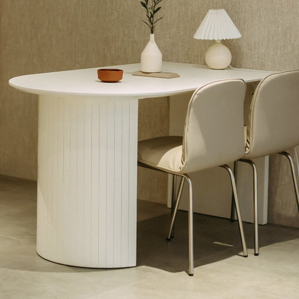 Free Form White Dining Table Sintered Stone Table Contemporary with Double Pedestal Clearhalo ' dining_table' 'Dining Tables & Seating' 'Dining Tables' 'furn' 'furn_dining_table' 'Furniture' 'furniture_dining_table' 'Kitchen & Dining Furniture' 'kitchen&dining_furn' 'kitchen' 'kitchen_dining_table' 3582684