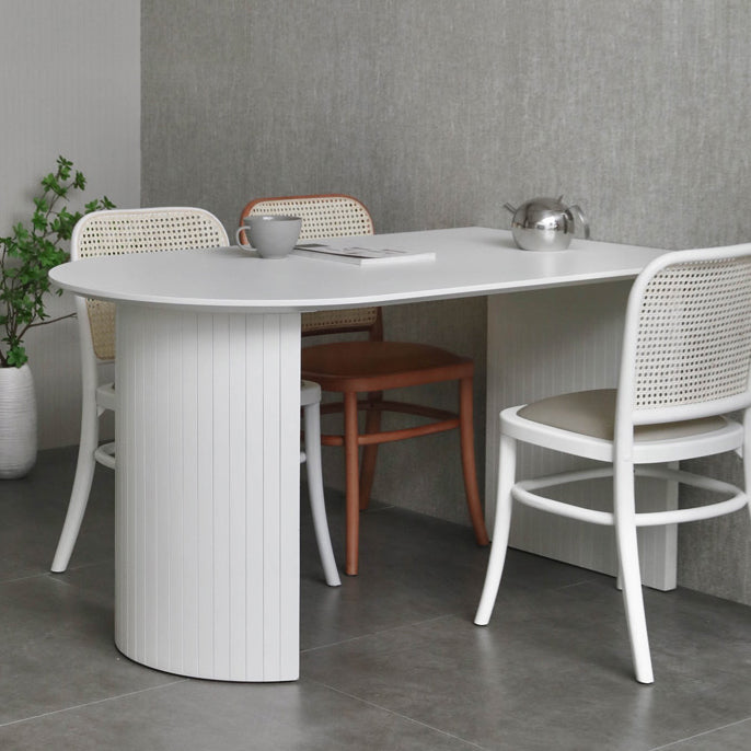 Free Form White Dining Table Sintered Stone Table Contemporary with Double Pedestal Clearhalo ' dining_table' 'Dining Tables & Seating' 'Dining Tables' 'furn' 'furn_dining_table' 'Furniture' 'furniture_dining_table' 'Kitchen & Dining Furniture' 'kitchen&dining_furn' 'kitchen' 'kitchen_dining_table' 3582685