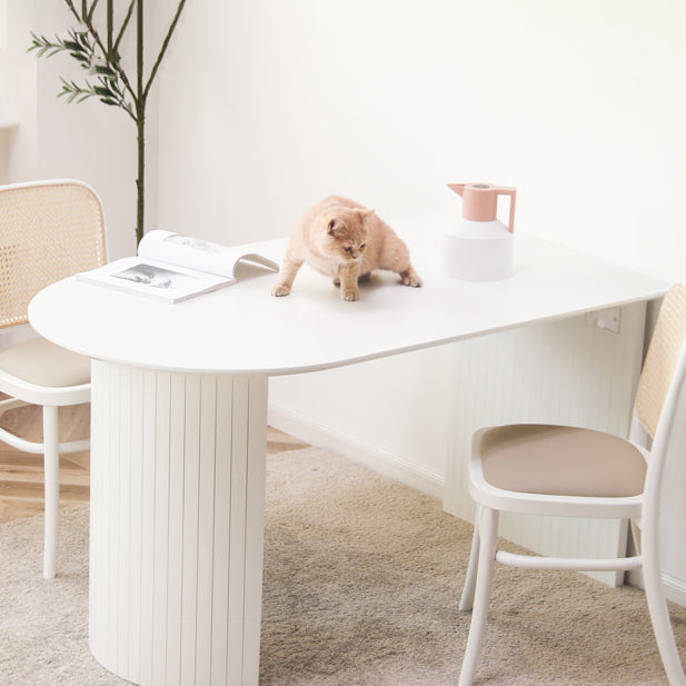 Free Form White Dining Table Sintered Stone Table Contemporary with Double Pedestal Clearhalo ' dining_table' 'Dining Tables & Seating' 'Dining Tables' 'furn' 'furn_dining_table' 'Furniture' 'furniture_dining_table' 'Kitchen & Dining Furniture' 'kitchen&dining_furn' 'kitchen' 'kitchen_dining_table' 3582686