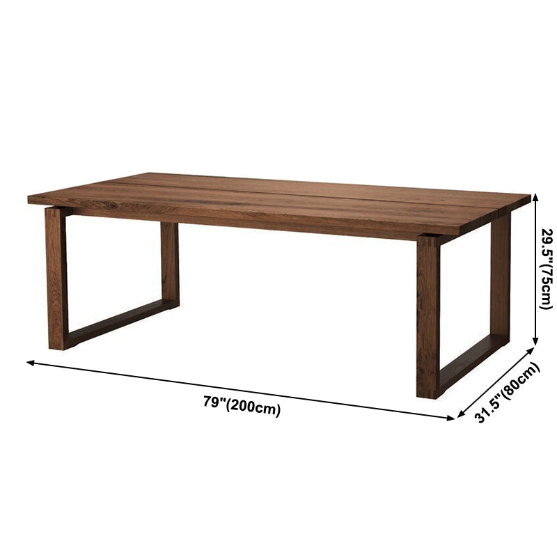 Minimalist Kitchen Standard Dining Table Solid Wood Rectangle Dining Table with Double Pedestal Clearhalo ' dining_table' 'Dining Tables & Seating' 'Dining Tables' 'furn' 'furn_dining_table' 'Furniture' 'furniture_dining_table' 'Kitchen & Dining Furniture' 'kitchen&dining_furn' 'kitchen' 'kitchen_dining_table' 3582709