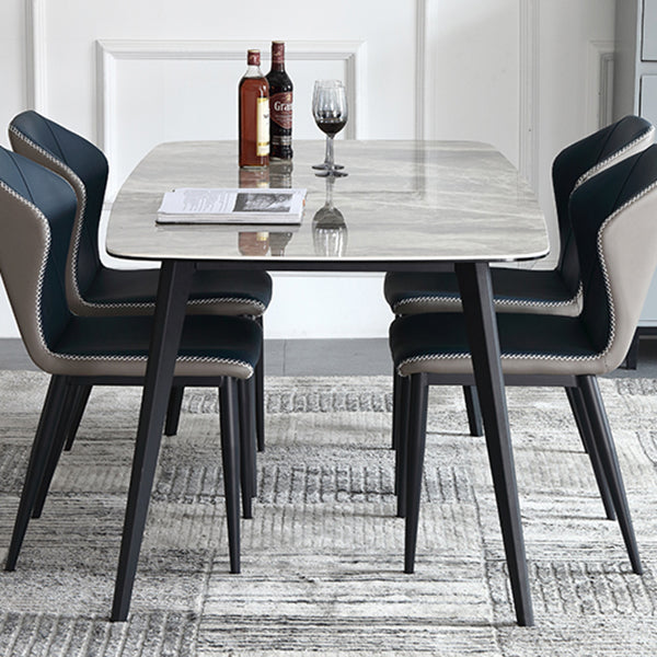 Contemporary Dining Table Sintered Stone Dining Table with 4 Black Legs for Dining Clearhalo ' dining_table' 'Dining Tables & Seating' 'Dining Tables' 'furn' 'furn_dining_table' 'Furniture' 'furniture_dining_table' 'Kitchen & Dining Furniture' 'kitchen&dining_furn' 'kitchen' 'kitchen_dining_table' 3582717