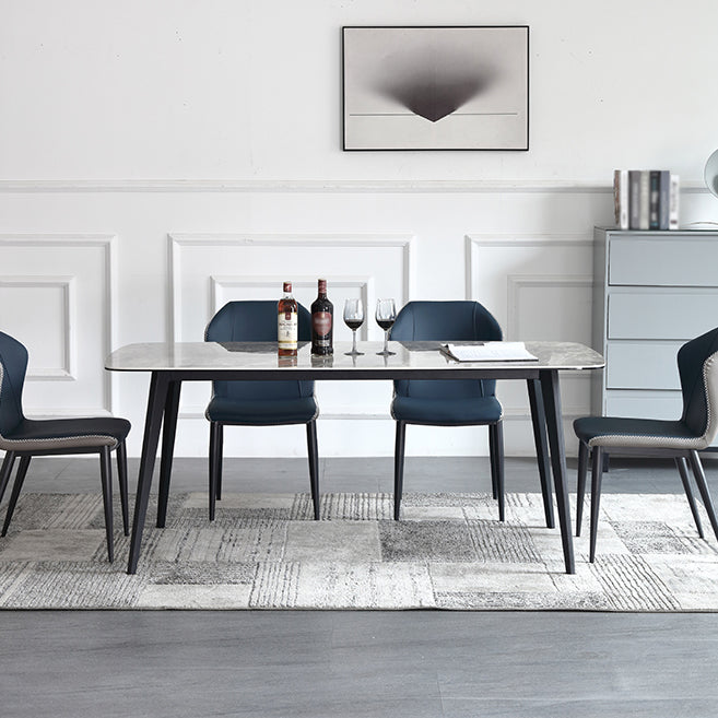 Contemporary Dining Table Sintered Stone Dining Table with 4 Black Legs for Dining Clearhalo ' dining_table' 'Dining Tables & Seating' 'Dining Tables' 'furn' 'furn_dining_table' 'Furniture' 'furniture_dining_table' 'Kitchen & Dining Furniture' 'kitchen&dining_furn' 'kitchen' 'kitchen_dining_table' 3582718