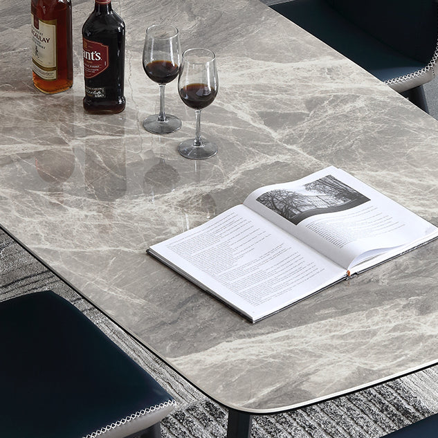 Contemporary Dining Table Sintered Stone Dining Table with 4 Black Legs for Dining Clearhalo ' dining_table' 'Dining Tables & Seating' 'Dining Tables' 'furn' 'furn_dining_table' 'Furniture' 'furniture_dining_table' 'Kitchen & Dining Furniture' 'kitchen&dining_furn' 'kitchen' 'kitchen_dining_table' 3582722