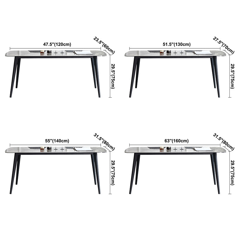 Contemporary Dining Table Sintered Stone Dining Table with 4 Black Legs for Dining Clearhalo ' dining_table' 'Dining Tables & Seating' 'Dining Tables' 'furn' 'furn_dining_table' 'Furniture' 'furniture_dining_table' 'Kitchen & Dining Furniture' 'kitchen&dining_furn' 'kitchen' 'kitchen_dining_table' 3582724