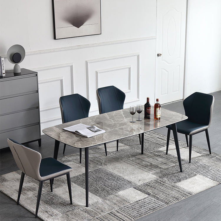 Contemporary Dining Table Sintered Stone Dining Table with 4 Black Legs for Dining Clearhalo ' dining_table' 'Dining Tables & Seating' 'Dining Tables' 'furn' 'furn_dining_table' 'Furniture' 'furniture_dining_table' 'Kitchen & Dining Furniture' 'kitchen&dining_furn' 'kitchen' 'kitchen_dining_table' 3582727