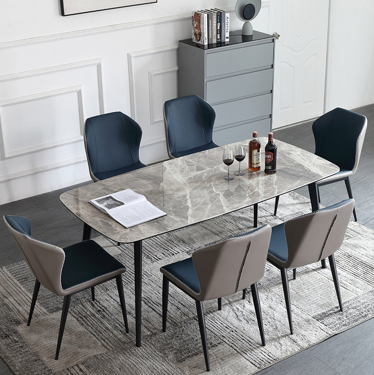 Contemporary Dining Table Sintered Stone Dining Table with 4 Black Legs for Dining Clearhalo ' dining_table' 'Dining Tables & Seating' 'Dining Tables' 'furn' 'furn_dining_table' 'Furniture' 'furniture_dining_table' 'Kitchen & Dining Furniture' 'kitchen&dining_furn' 'kitchen' 'kitchen_dining_table' 3582728