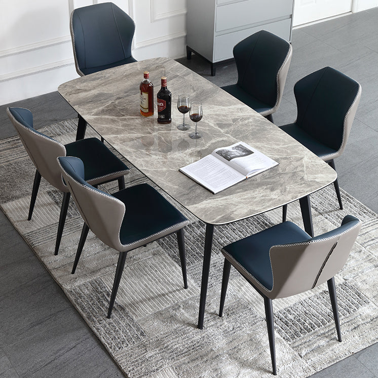 Contemporary Dining Table Sintered Stone Dining Table with 4 Black Legs for Dining Clearhalo ' dining_table' 'Dining Tables & Seating' 'Dining Tables' 'furn' 'furn_dining_table' 'Furniture' 'furniture_dining_table' 'Kitchen & Dining Furniture' 'kitchen&dining_furn' 'kitchen' 'kitchen_dining_table' 3582729