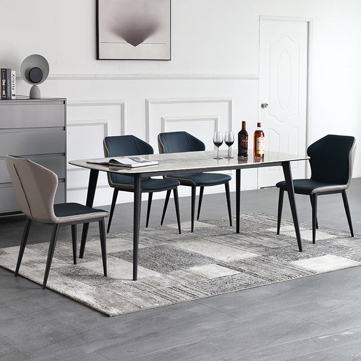 Contemporary Dining Table Sintered Stone Dining Table with 4 Black Legs for Dining Clearhalo ' dining_table' 'Dining Tables & Seating' 'Dining Tables' 'furn' 'furn_dining_table' 'Furniture' 'furniture_dining_table' 'Kitchen & Dining Furniture' 'kitchen&dining_furn' 'kitchen' 'kitchen_dining_table' 3582730