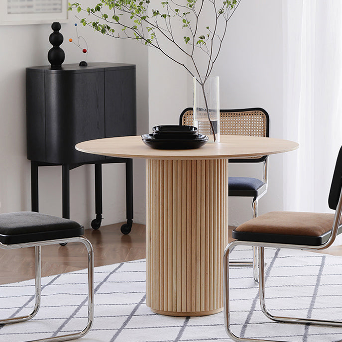 Round Pedestal Casual Table Simplicity Style Dining Room Home Furniture Natural 27.6"L x 27.6"W x 29.5"H Without Chairs Clearhalo ' dining_table' 'Dining Tables & Seating' 'Dining Tables' 'furn' 'furn_dining_table' 'Furniture' 'furniture_dining_table' 'Kitchen & Dining Furniture' 'kitchen&dining_furn' 'kitchen' 'kitchen_dining_table' 3582763