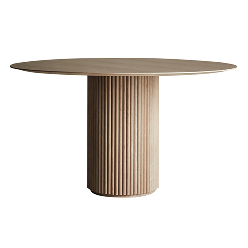 Round Pedestal Casual Table Simplicity Style Dining Room Home Furniture Natural 35.4"L x 35.4"W x 29.5"H Without Chairs Clearhalo ' dining_table' 'Dining Tables & Seating' 'Dining Tables' 'furn' 'furn_dining_table' 'Furniture' 'furniture_dining_table' 'Kitchen & Dining Furniture' 'kitchen&dining_furn' 'kitchen' 'kitchen_dining_table' 3582764