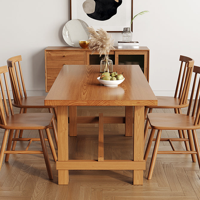 Contemporary Rectangle Shape Standard Dining Table Solid Wood Kitchen Dining Table with Trestle Base Clearhalo ' dining_table' 'Dining Tables & Seating' 'Dining Tables' 'furn' 'furn_dining_table' 'Furniture' 'furniture_dining_table' 'Kitchen & Dining Furniture' 'kitchen&dining_furn' 'kitchen' 'kitchen_dining_table' 3582771