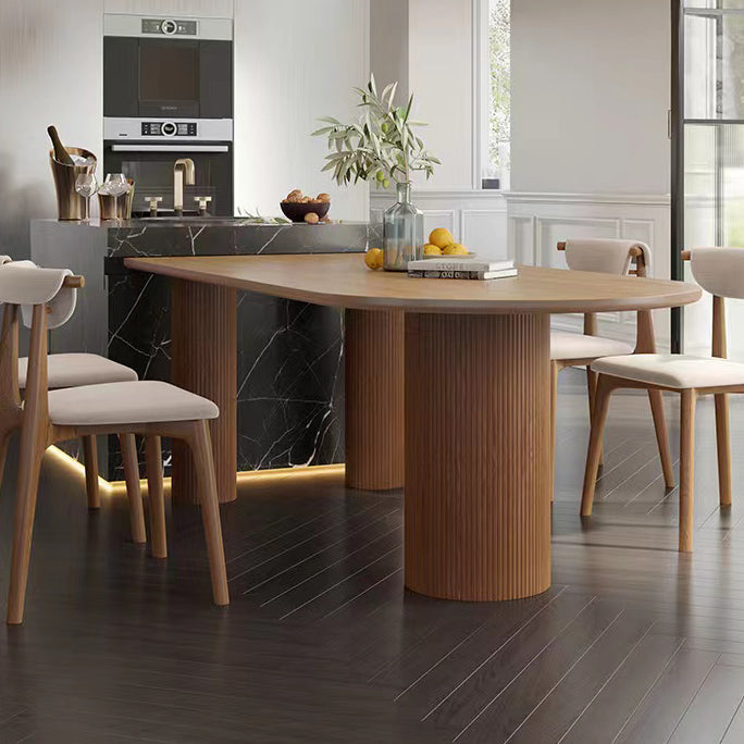 Free Form Solid Wood Brown Tone Dining Table Modern 3 Legs Table for Dining Room Clearhalo ' dining_table' 'Dining Tables & Seating' 'Dining Tables' 'furn' 'furn_dining_table' 'Furniture' 'furniture_dining_table' 'Kitchen & Dining Furniture' 'kitchen&dining_furn' 'kitchen' 'kitchen_dining_table' 3582778