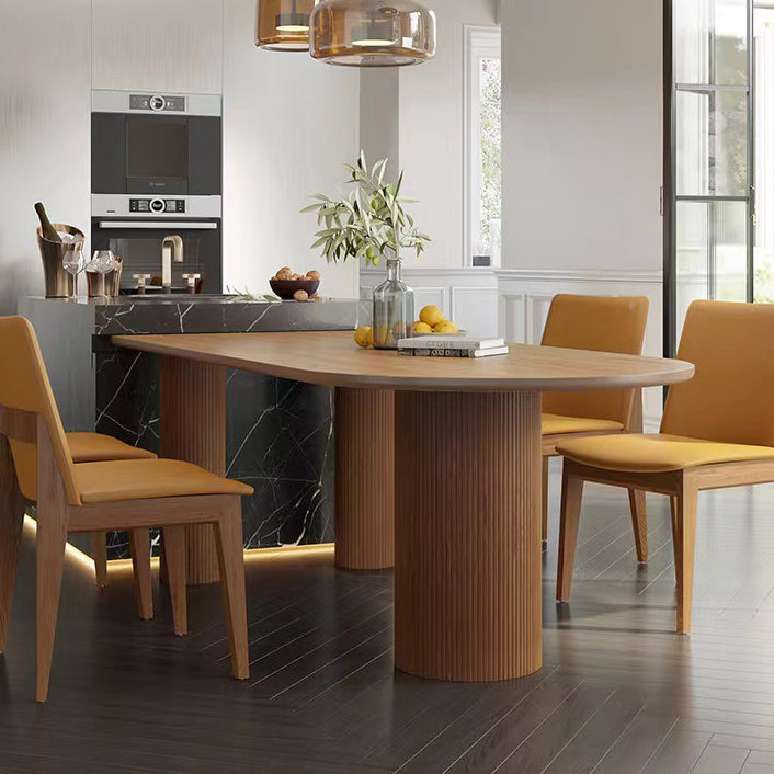 Free Form Solid Wood Brown Tone Dining Table Modern 3 Legs Table for Dining Room Clearhalo ' dining_table' 'Dining Tables & Seating' 'Dining Tables' 'furn' 'furn_dining_table' 'Furniture' 'furniture_dining_table' 'Kitchen & Dining Furniture' 'kitchen&dining_furn' 'kitchen' 'kitchen_dining_table' 3582779