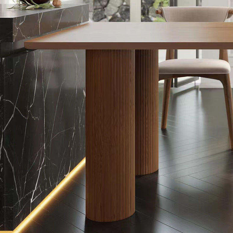Free Form Solid Wood Brown Tone Dining Table Modern 3 Legs Table for Dining Room Clearhalo ' dining_table' 'Dining Tables & Seating' 'Dining Tables' 'furn' 'furn_dining_table' 'Furniture' 'furniture_dining_table' 'Kitchen & Dining Furniture' 'kitchen&dining_furn' 'kitchen' 'kitchen_dining_table' 3582782