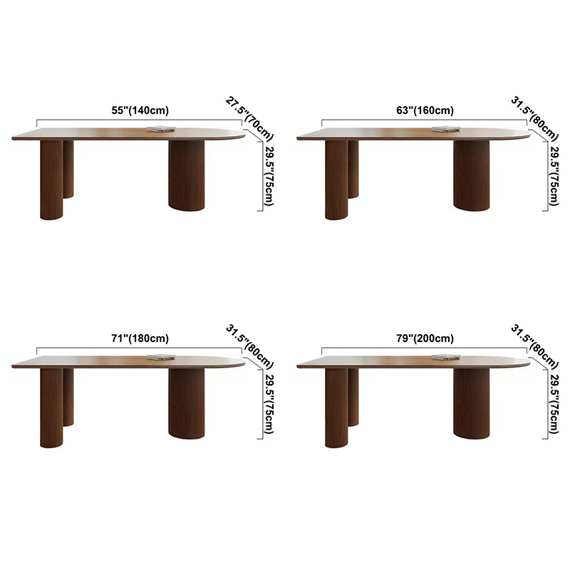 Free Form Solid Wood Brown Tone Dining Table Modern 3 Legs Table for Dining Room Clearhalo ' dining_table' 'Dining Tables & Seating' 'Dining Tables' 'furn' 'furn_dining_table' 'Furniture' 'furniture_dining_table' 'Kitchen & Dining Furniture' 'kitchen&dining_furn' 'kitchen' 'kitchen_dining_table' 3582785
