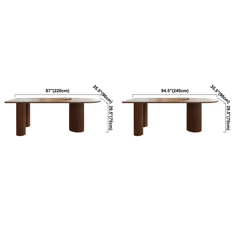 Free Form Solid Wood Brown Tone Dining Table Modern 3 Legs Table for Dining Room Clearhalo ' dining_table' 'Dining Tables & Seating' 'Dining Tables' 'furn' 'furn_dining_table' 'Furniture' 'furniture_dining_table' 'Kitchen & Dining Furniture' 'kitchen&dining_furn' 'kitchen' 'kitchen_dining_table' 3582786