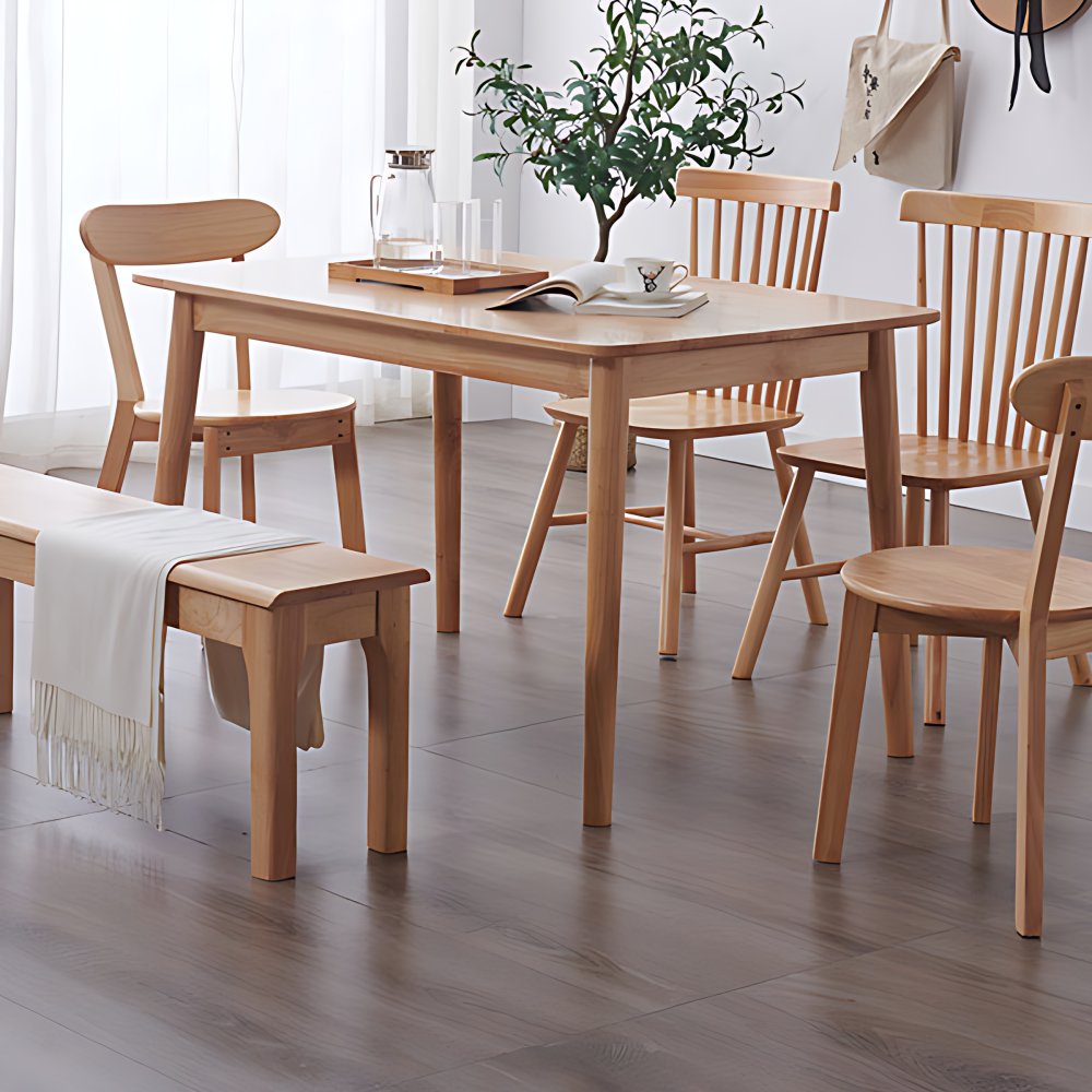 Rectangular Modern Style Solid Wood Table 4 Legs Dining Table for Home ...