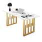 Contemporary Dining Table Sintered Stone Dining Table with Double Pedestal for Home Kitchen Dinner White Gold Clearhalo ' dining_table' 'Dining Tables & Seating' 'Dining Tables' 'furn' 'furn_dining_table' 'Furniture' 'furniture_dining_table' 'Kitchen & Dining Furniture' 'kitchen&dining_furn' 'kitchen' 'kitchen_dining_table' 3582803