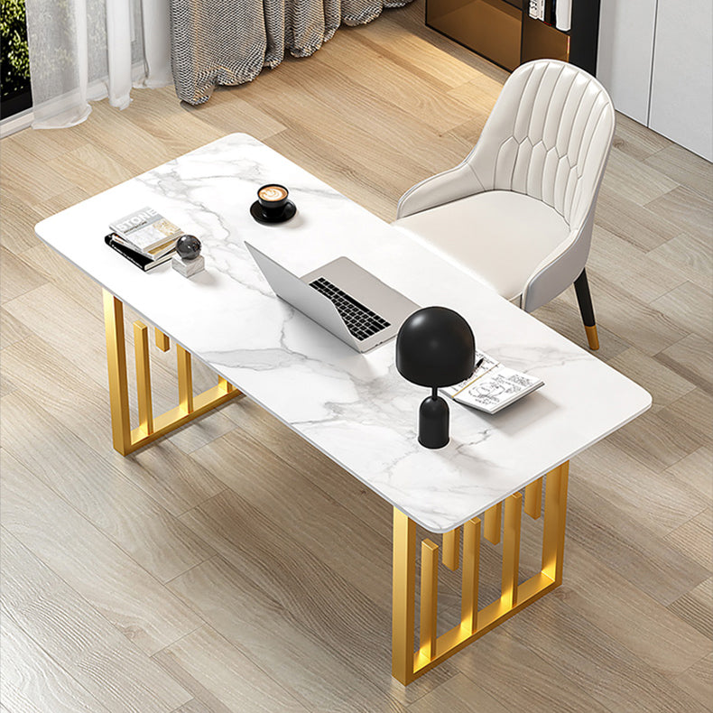 Contemporary Dining Table Sintered Stone Dining Table with Double Pedestal for Home Kitchen Dinner Clearhalo ' dining_table' 'Dining Tables & Seating' 'Dining Tables' 'furn' 'furn_dining_table' 'Furniture' 'furniture_dining_table' 'Kitchen & Dining Furniture' 'kitchen&dining_furn' 'kitchen' 'kitchen_dining_table' 3582815