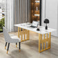 Contemporary Dining Table Sintered Stone Dining Table with Double Pedestal for Home Kitchen Dinner Clearhalo ' dining_table' 'Dining Tables & Seating' 'Dining Tables' 'furn' 'furn_dining_table' 'Furniture' 'furniture_dining_table' 'Kitchen & Dining Furniture' 'kitchen&dining_furn' 'kitchen' 'kitchen_dining_table' 3582816