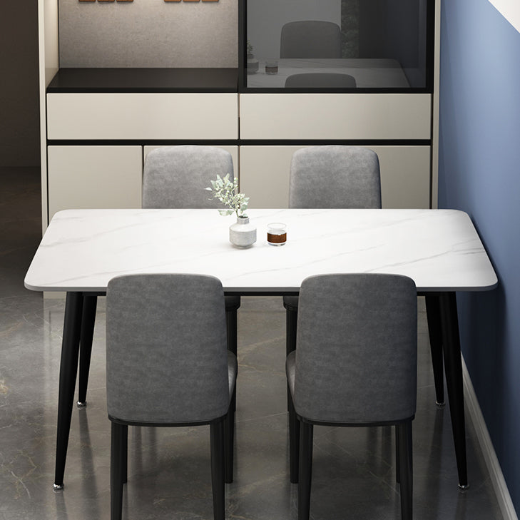 Rectangle Sintered Stone Two-Color Dining Table Simplicity 4 Legs Table for Dining Room Clearhalo ' dining_table' 'Dining Tables & Seating' 'Dining Tables' 'furn' 'furn_dining_table' 'Furniture' 'furniture_dining_table' 'Kitchen & Dining Furniture' 'kitchen&dining_furn' 'kitchen' 'kitchen_dining_table' 3582839