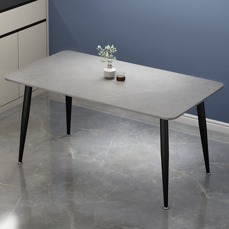 Rectangle Sintered Stone Two-Color Dining Table Simplicity 4 Legs Table for Dining Room Grey Without Chairs Clearhalo ' dining_table' 'Dining Tables & Seating' 'Dining Tables' 'furn' 'furn_dining_table' 'Furniture' 'furniture_dining_table' 'Kitchen & Dining Furniture' 'kitchen&dining_furn' 'kitchen' 'kitchen_dining_table' 3582840