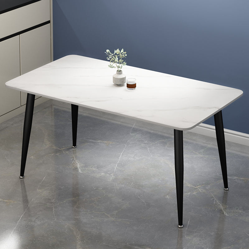 Rectangle Sintered Stone Two-Color Dining Table Simplicity 4 Legs Table for Dining Room White Without Chairs Clearhalo ' dining_table' 'Dining Tables & Seating' 'Dining Tables' 'furn' 'furn_dining_table' 'Furniture' 'furniture_dining_table' 'Kitchen & Dining Furniture' 'kitchen&dining_furn' 'kitchen' 'kitchen_dining_table' 3582841