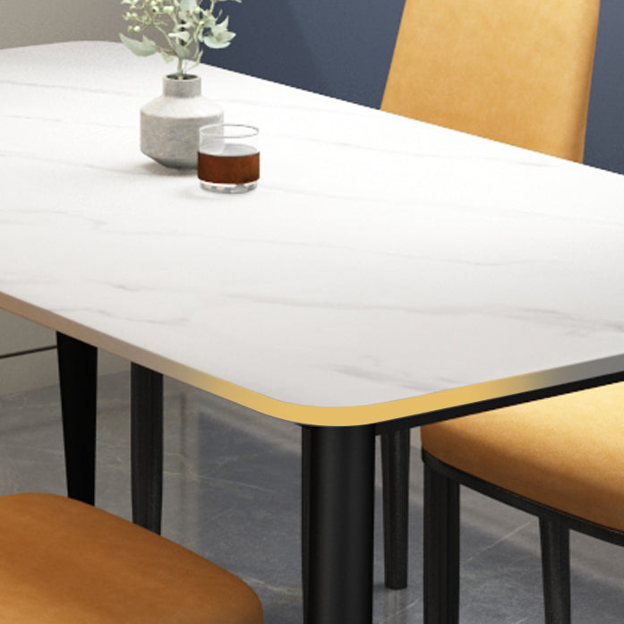 Rectangle Sintered Stone Two-Color Dining Table Simplicity 4 Legs Table for Dining Room Clearhalo ' dining_table' 'Dining Tables & Seating' 'Dining Tables' 'furn' 'furn_dining_table' 'Furniture' 'furniture_dining_table' 'Kitchen & Dining Furniture' 'kitchen&dining_furn' 'kitchen' 'kitchen_dining_table' 3582847