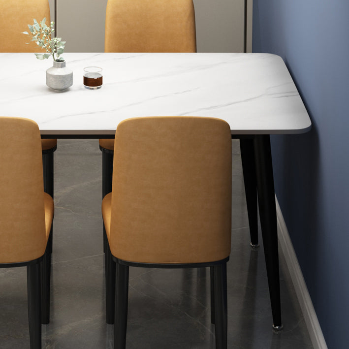 Rectangle Sintered Stone Two-Color Dining Table Simplicity 4 Legs Table for Dining Room Clearhalo ' dining_table' 'Dining Tables & Seating' 'Dining Tables' 'furn' 'furn_dining_table' 'Furniture' 'furniture_dining_table' 'Kitchen & Dining Furniture' 'kitchen&dining_furn' 'kitchen' 'kitchen_dining_table' 3582848