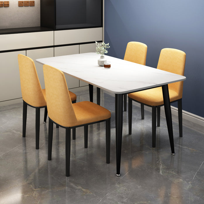 Rectangle Sintered Stone Two-Color Dining Table Simplicity 4 Legs Table for Dining Room Clearhalo ' dining_table' 'Dining Tables & Seating' 'Dining Tables' 'furn' 'furn_dining_table' 'Furniture' 'furniture_dining_table' 'Kitchen & Dining Furniture' 'kitchen&dining_furn' 'kitchen' 'kitchen_dining_table' 3582851
