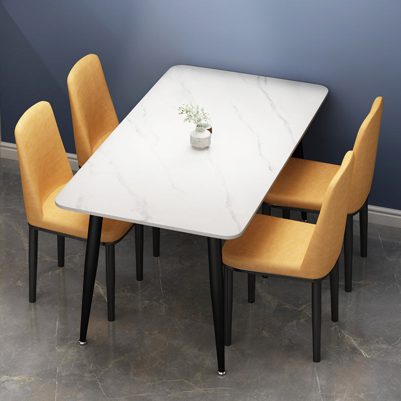Rectangle Sintered Stone Two-Color Dining Table Simplicity 4 Legs Table for Dining Room Clearhalo ' dining_table' 'Dining Tables & Seating' 'Dining Tables' 'furn' 'furn_dining_table' 'Furniture' 'furniture_dining_table' 'Kitchen & Dining Furniture' 'kitchen&dining_furn' 'kitchen' 'kitchen_dining_table' 3582854